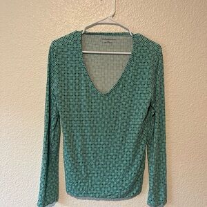 Croft & Barrow Teal Patterned Women's Blouse